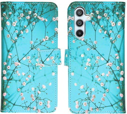 iMoshion Hoesje Geschikt voor Samsung Galaxy A54 (5G) Hoesje Met Pasjeshouder - iMoshion Design Softcase Bookcase - Wit / Blossom