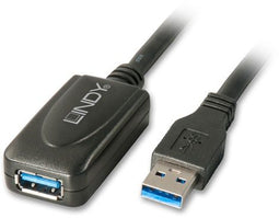 Lindy 5.0m USB 3.0 M/F - USB A Mannelijk/Vrouwelijk - 5000 Mbit/s - Zwart
