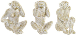 Decoratieve figuren Home ESPRIT Gouden Aap Tropisch 21 x 17 x 25 cm (3 Stuks)