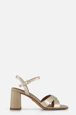 Tamaris - Sandalen met hak - Goud Textiel - Maat 38