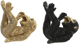 Home ESPRIT - Decoratieve figuren - Zwart Gouden Aap 24,5 X 15 X 22,5 CM (2 stuks)