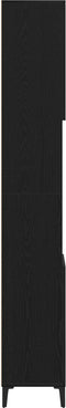 vidaXL - Badkamerkast - Zwart - Eiken - 30x30x190 - cm - Bewerkt - Hout