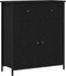 vidaXL - Sideboard - Zwart - Eiken - 70x30x80 - cm - Engineered - Hout - en - Staal