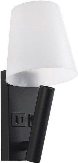 V-TAC VT-88062-B - LED Bedlamp - 2W 60 Lumen 3000K met 2x USB/USB-C - Zwart