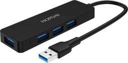 HOPDAY Ultra Slim USB 3.0 Hub - 4 Poorten - 5 Gbps - Zwart