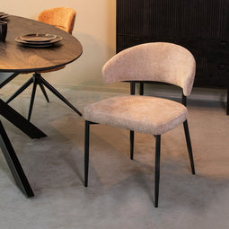 LABEL51 Bliss Eetkamerstoel - Bruin - Velvet - Black Frame - Stoel - Normale eetkamerstoel