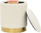 vidaXL - Hocker - met - opbergruimte - rond - fleece - wit