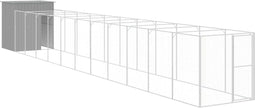 vidaXL - Hondenhok - met - ren - 165x1271x181 - cm - staal - lichtgrijs