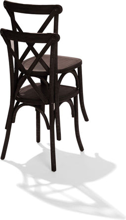 Crossback Stapelstoel massief hout, bruin - SET VAN 7