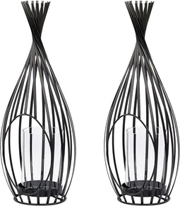 Set van 2 lantaarns LOMBOK Metaal 38 cm Zwart