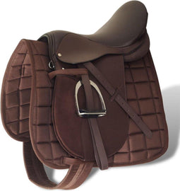 vidaXL Echt lederen paardrijzadel 16" 14 cm (5-in-1 set. bruin)
