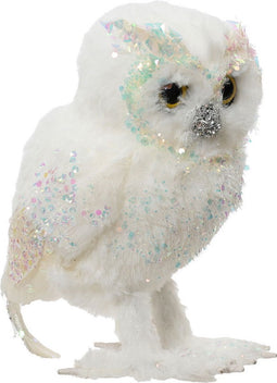 Uil kunstbont l12b11h15 cm wit
