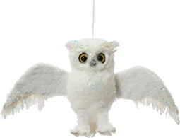 Uil kunstbont l12b28h16 cm wit