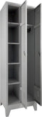 Garderobekast met 4 legborden (linkerkolom) en hoedenplank (rechterkolom) breed 89CM sluiting Met sleutel en cilinderslot aantal deuren 3 framekleur Wit (RAL9010)