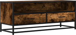 vidaXL - Tv-meubel - 100x34,5x40 - cm - bewerkt - hout - metaal - gerookt - eikenkleur
