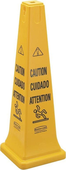 Waarschuwingskegel rubbermaid vierzijdig 91cm geel