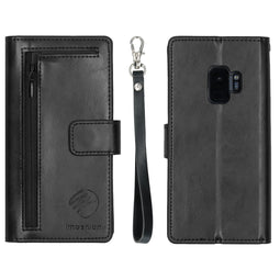 Uitneembare 2-in-1 Lederen look Bookcase met rits voor de Samsung Galaxy S9 - Zwart