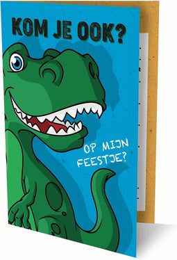 Uitnodiging dinosaurus 13.5x9cm | 6 stuks