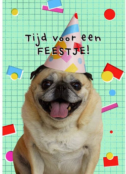 Uitnodiging hond met zonnebril 4x9cm