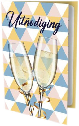 Uitnodigingskaarten - champagneglazen - 6st.