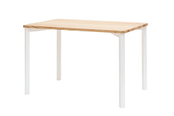 Uitschuifbare tafel Envelop, 90x65x75, essenhout gefineerd.