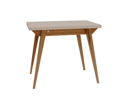 Uitschuifbare tafel Envelop, 90x65x75, essenhout in eiken kleur, Bruin Beige