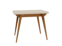 Uitschuifbare tafel Envelop, 90x65x75, essenhout in eiken kleur, Krijtwit