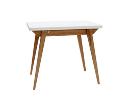 Uitschuifbare tafel Envelop, 90x65x75, essenhout in eiken kleur, wit