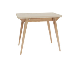 Uitschuifbare tafel Envelop, 90x65x75, essenhout, Krijtwit