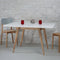 Uitschuifbare tafel Envelop, 90x65x75, essenhout, wit