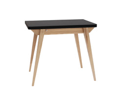 Uitschuifbare tafel Envelop, 90x65x75, essenhout, zwart
