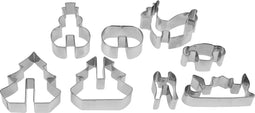 Uitsteekvormenset 3D - Metalen Bakvormpjes - Kerstkoekjes - Koekjes bakken - RVS - 8dlg.