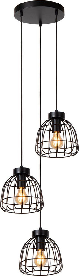 Lucide FILOX - Hanglamp - Ø 44,5 cm - 3xE27 - In hoogte verstelbaar - Zwart