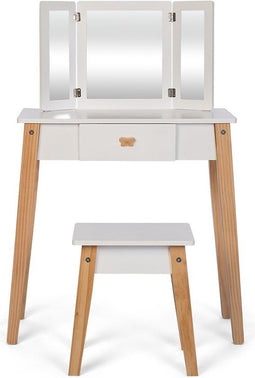 Byastrup Kinder Kaptafel Met Kruk 86 Cm Wit - Make-up Tafel voor Kinderen inclusief spiegel