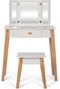 Byastrup Kinder Kaptafel Met Kruk 86 Cm Wit - Make-up Tafel voor Kinderen inclusief spiegel