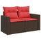 Tuinbank 2-zits met kussens poly rattan bruin
