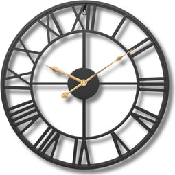 Tyme Wandklok - Industrieel - 34cm - Romeinse cijfers - Goed leesbaar - Zwart