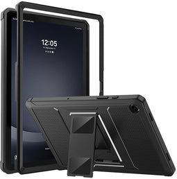 Accezz Rugged Back Case - Tablet Hoes - Ingebouwde Screenprotector en Standaard - Zwart