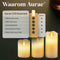 Aurae Led Kaarsen - Led-Kaarsen met Bewegende Vlam en Afstandsbediening - 3 stuks - Echte Wax - Ivoor (3 stuks)