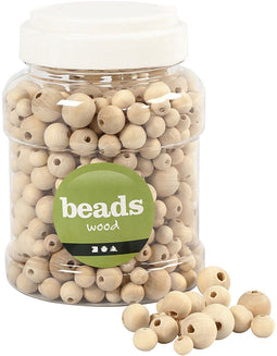 Creativ Company - Houten kralen - 8-15 mm - Naturel (532 stuks)