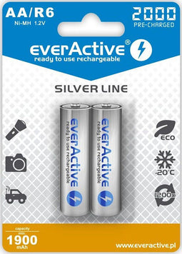 Everactive EVHRL6-2000 - Oplaadbare AA Batterijen NiMH 2000 mAh - Wit (4 stuks)
