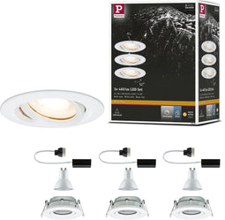 Paulmann Nova Plus - Inbouwset LED 3x7W GU10 - Dimbaar IP65 - Wit mat (set van 3)