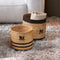 Riviera Maison Opbergmanden Naturel - Striped Monogram Rieten Manden Set - Bananenblad (ØxH) 30x30.5