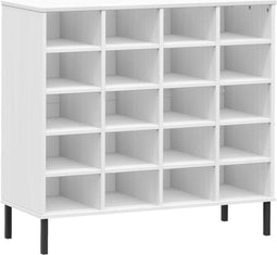vidaXL - Schoenenrek - met - metalen - poten - OSLO - 95x35x86 - cm - grenenhout - wit