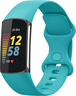 imoshion Siliconen bandje - Geschikt voor Fitbit Charge 6, Charge 5 - Turquoise - S