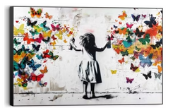Schilderij Wolk van Vlinders - 60x90 cm - Bont