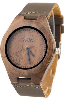 Wave Hawaii Horloge Walnut Heren 4 Cm Hout/leer Bruin