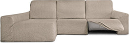 Hoes voor chaise longue met lange armleuning links Eysa ROC Geglaceerd kastanje Lichtbruin 180 x 120 x 360 cm