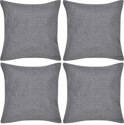 vidaXL - Kussenhoezen - linnen - look - 50 - x - 50 - cm - antraciet - 4 - stuks