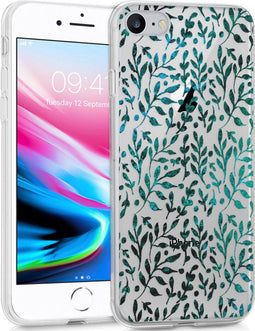 iMoshion Hoesje Geschikt voor iPhone SE (2022) / SE (2020) / 8 / 7 / 6s / 6 Hoesje Siliconen - iMoshion Design hoesje - Groen / Transparant / Green Botanic